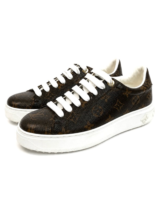 Louis Vuitton Shoes - Louis Vuitton | Time Out Cacao Brown Monogram Canvas Low-Top Sneakers EU 39